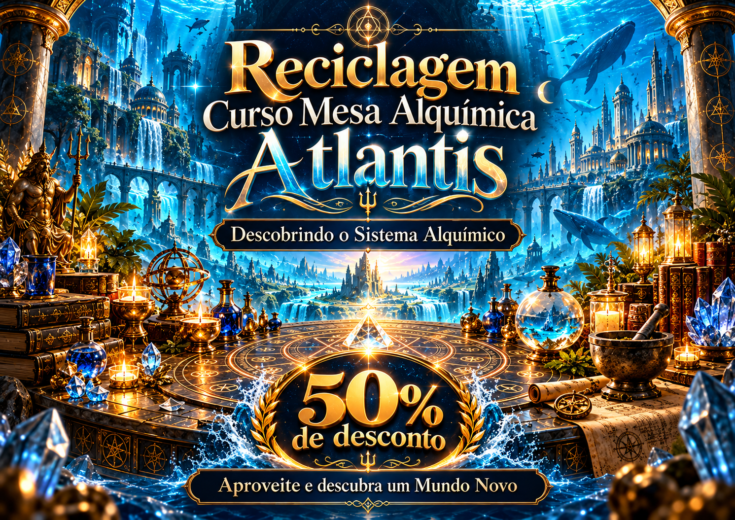 Curso Mesa Alquímica Atlantis - Reciclagem para quem já fez o Mesa Alquimica Atlantis PRESENCIAL com 50% de desconto
